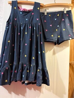 Omi jo Well Dressed Wolf Navy Heart Print Dress & Shorts Set